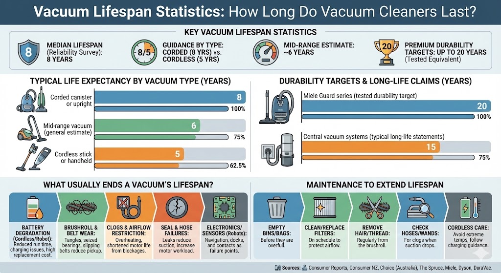 vacuum lifespan statistics